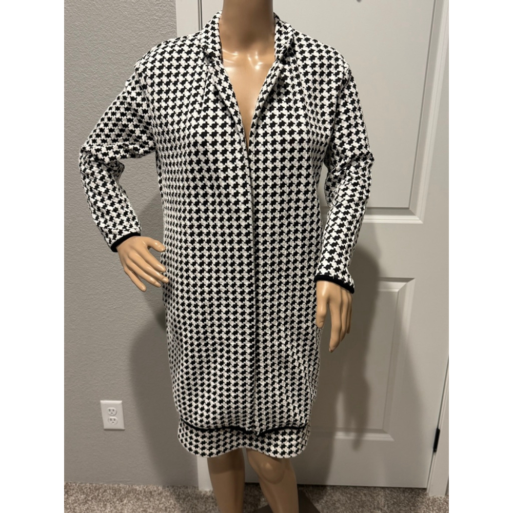 Philosophy Republic Clothing Houndstooth long Blazer skirt set S/6 Black White
